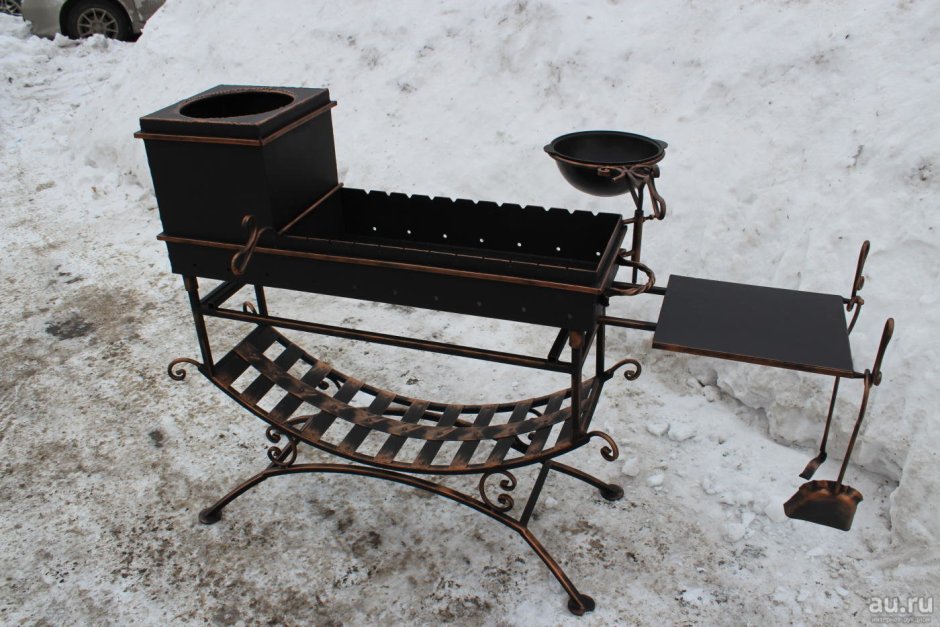 Мангал с топкой для дров