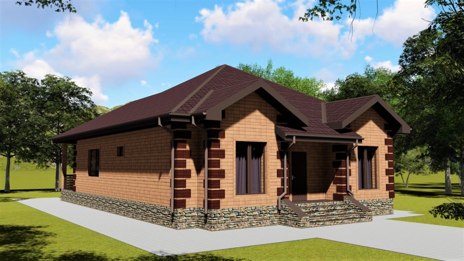 Проекты одноэтажных домов из кирпича