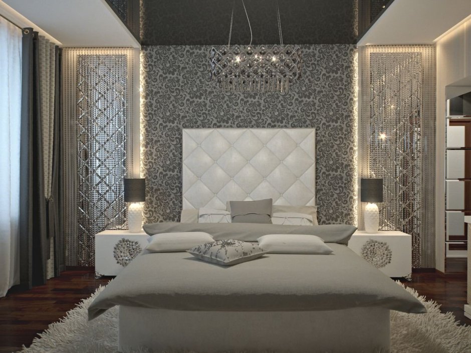 Зеркальная мозаика в спальне