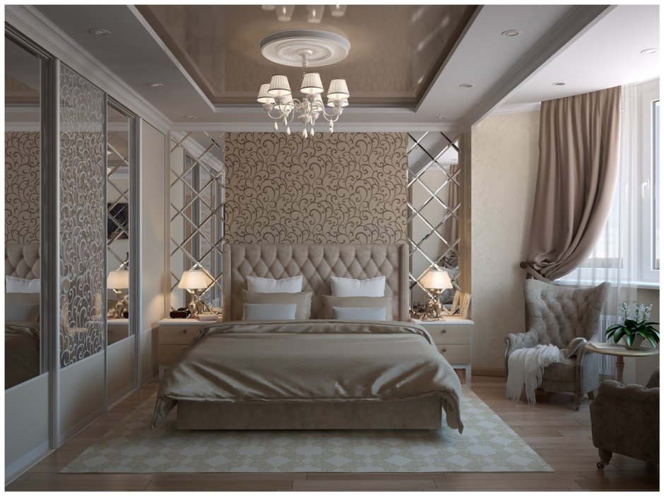 Зеркальное панно на стену в спальню