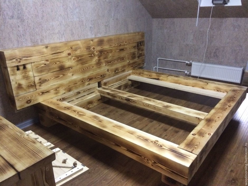 Кровать из бруса 200х200 лофт