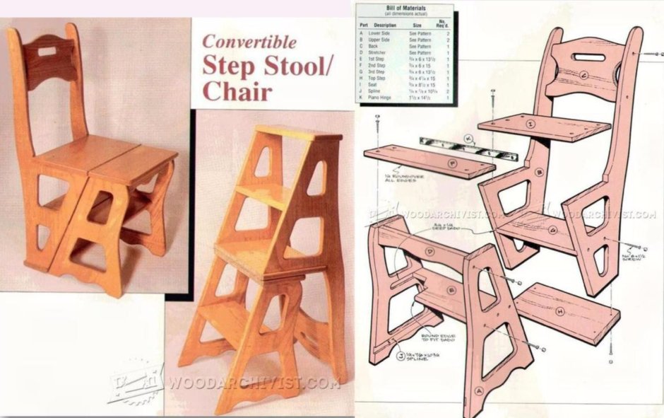 Стул-стремянка трансформер Eletta чертёж