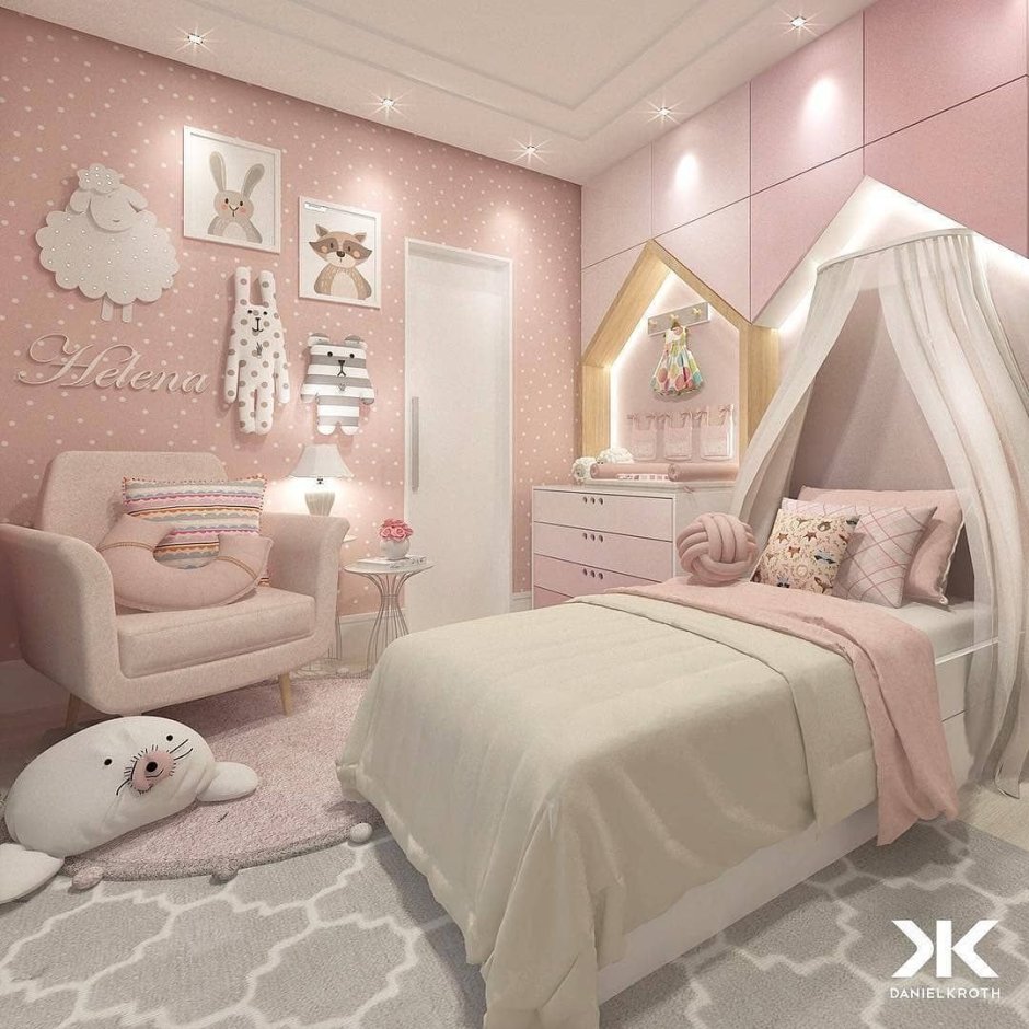 Комната для девочки в розовых тонах