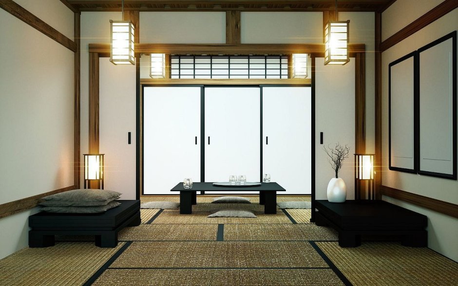 Комната в японском стиле с подсветкой