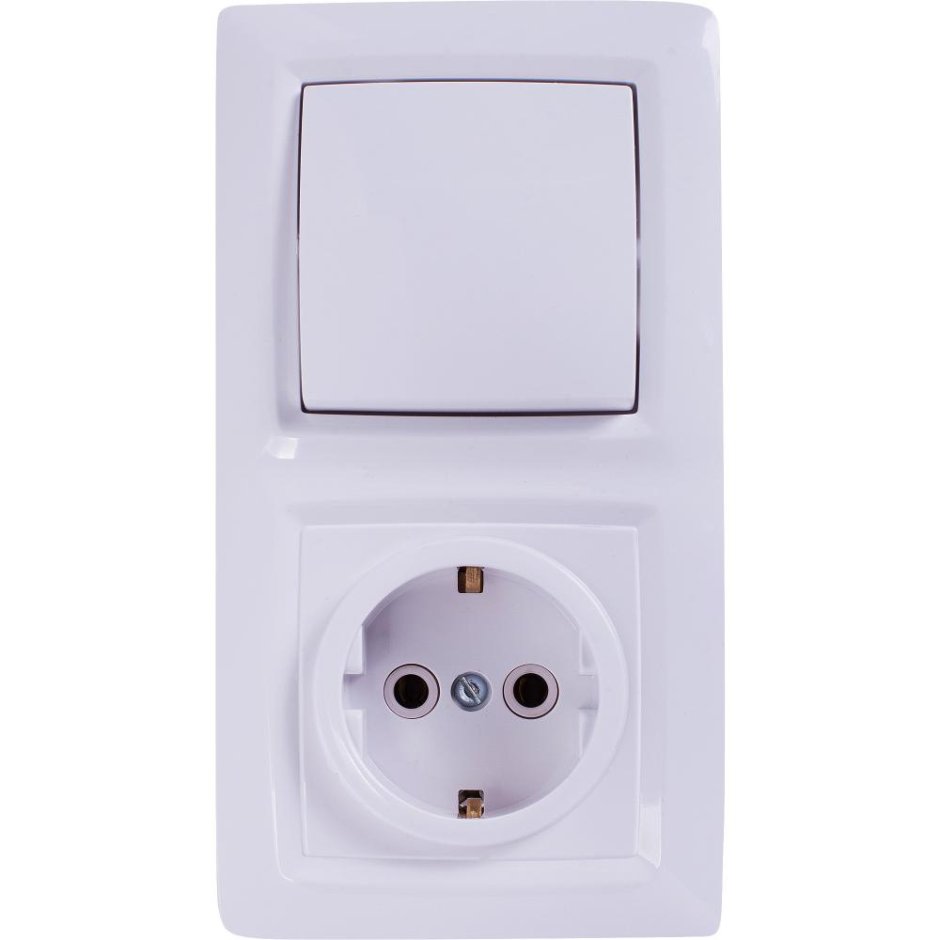 Блок выключатель с розеткой встраиваемый Reone 1 клавиша