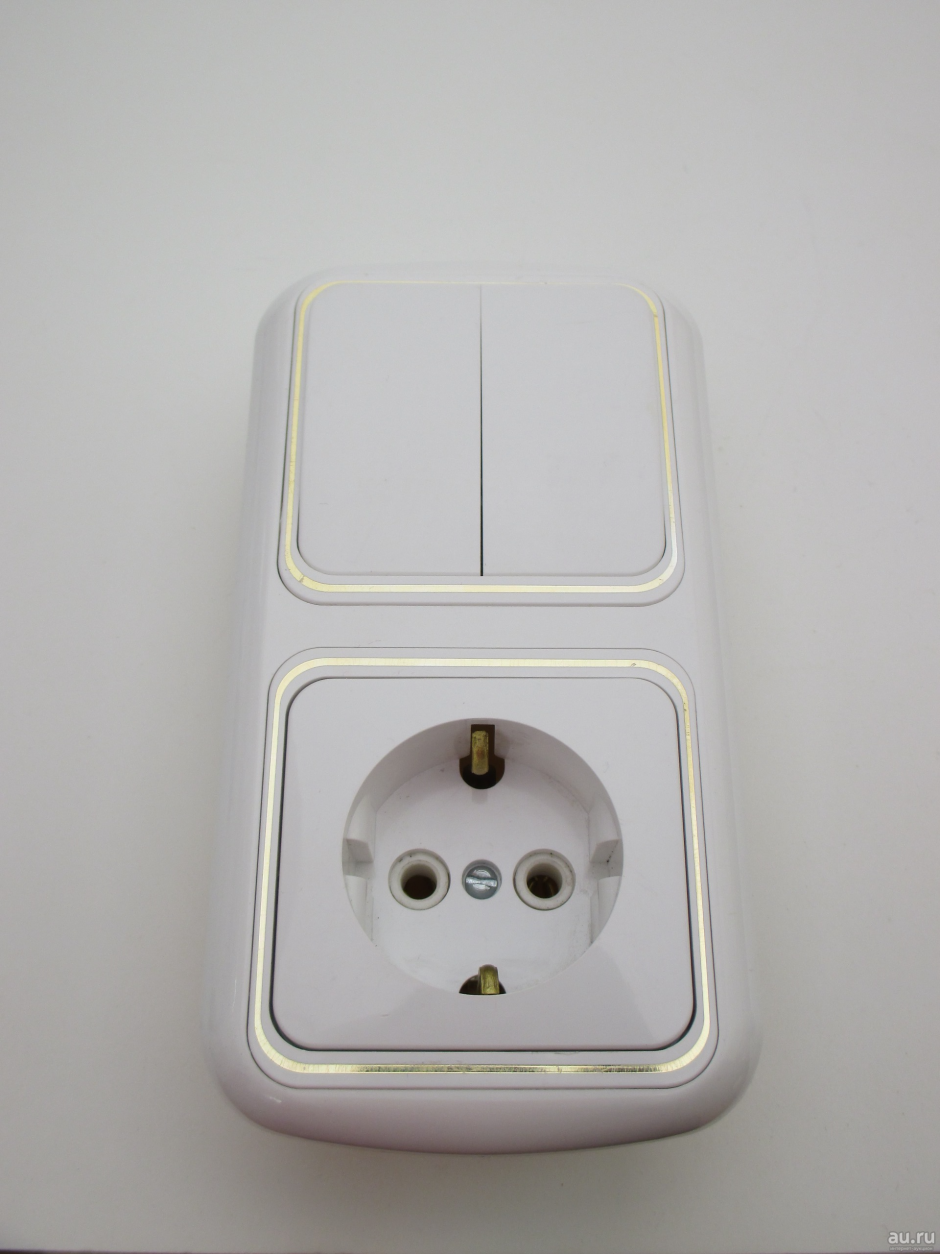 Rev блок 2в-РЦС 2 выключателя и 1 розетка