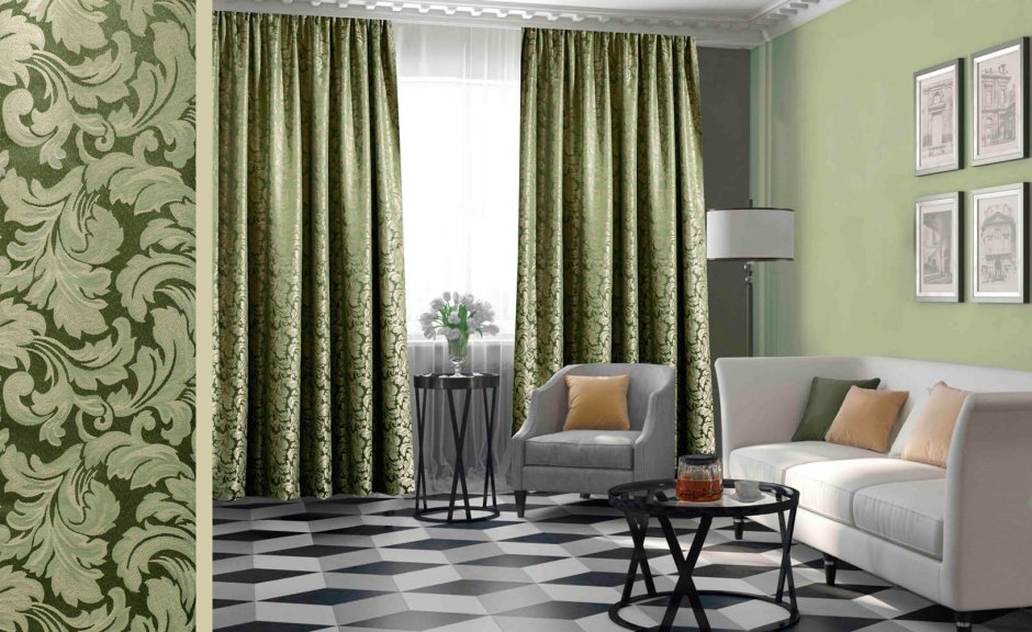 Салатовые шторы