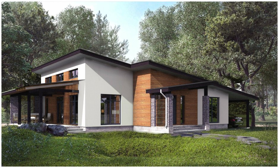 Альфаплан дома с односкатной крышей