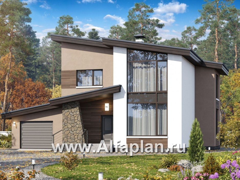 Дом с односкатной крышей Скандинавия