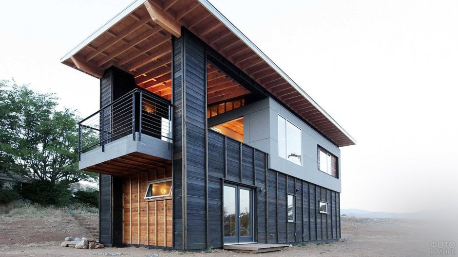 Одноэтажный дом с односкатной крышей