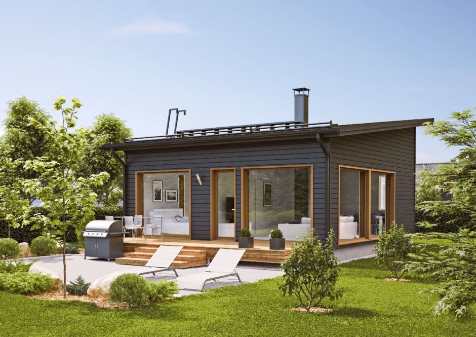 Дом 150 кв м 2 этажа с односкатной крышей