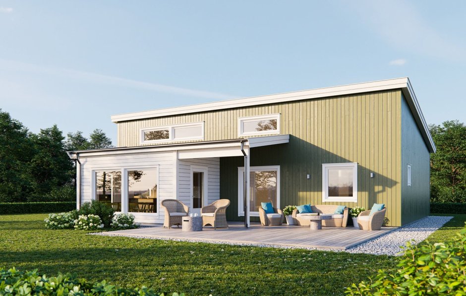 Скандинавский дом 80 кв метров с односкатной крышей