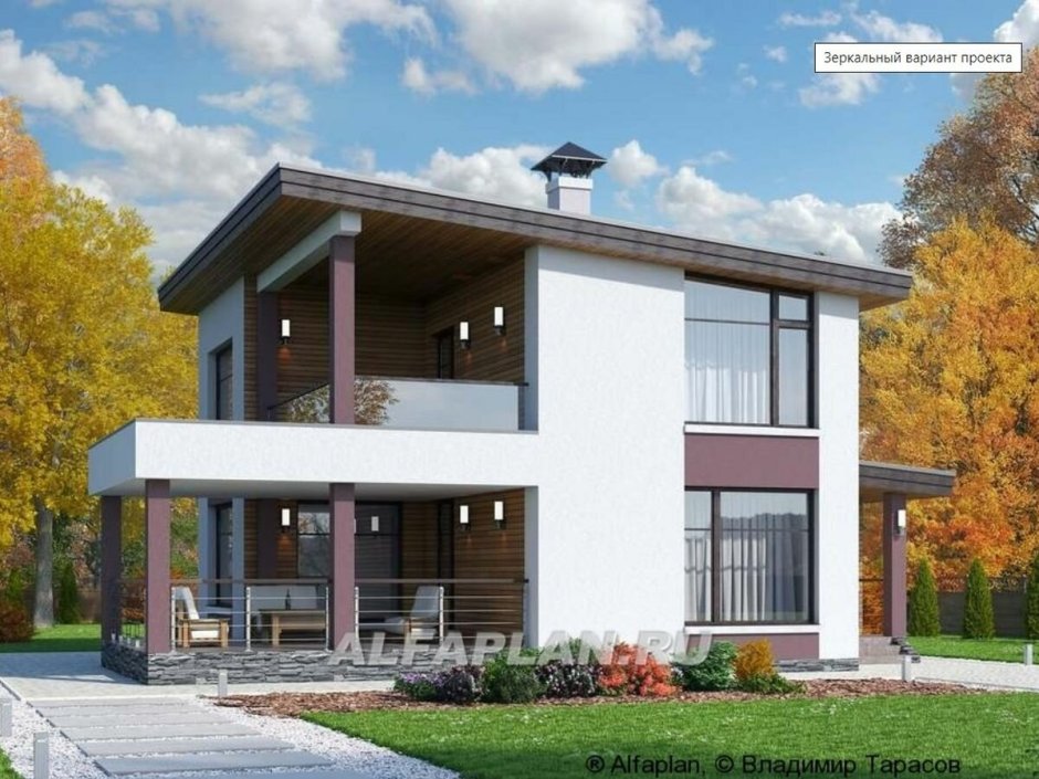 Дом односкатная кровля Модерн