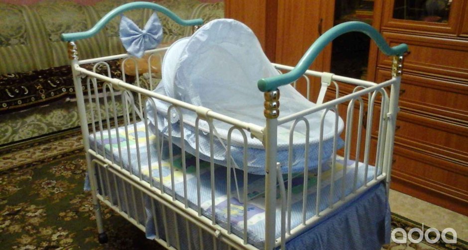 Кровать детская металлическая с люлькой Советская