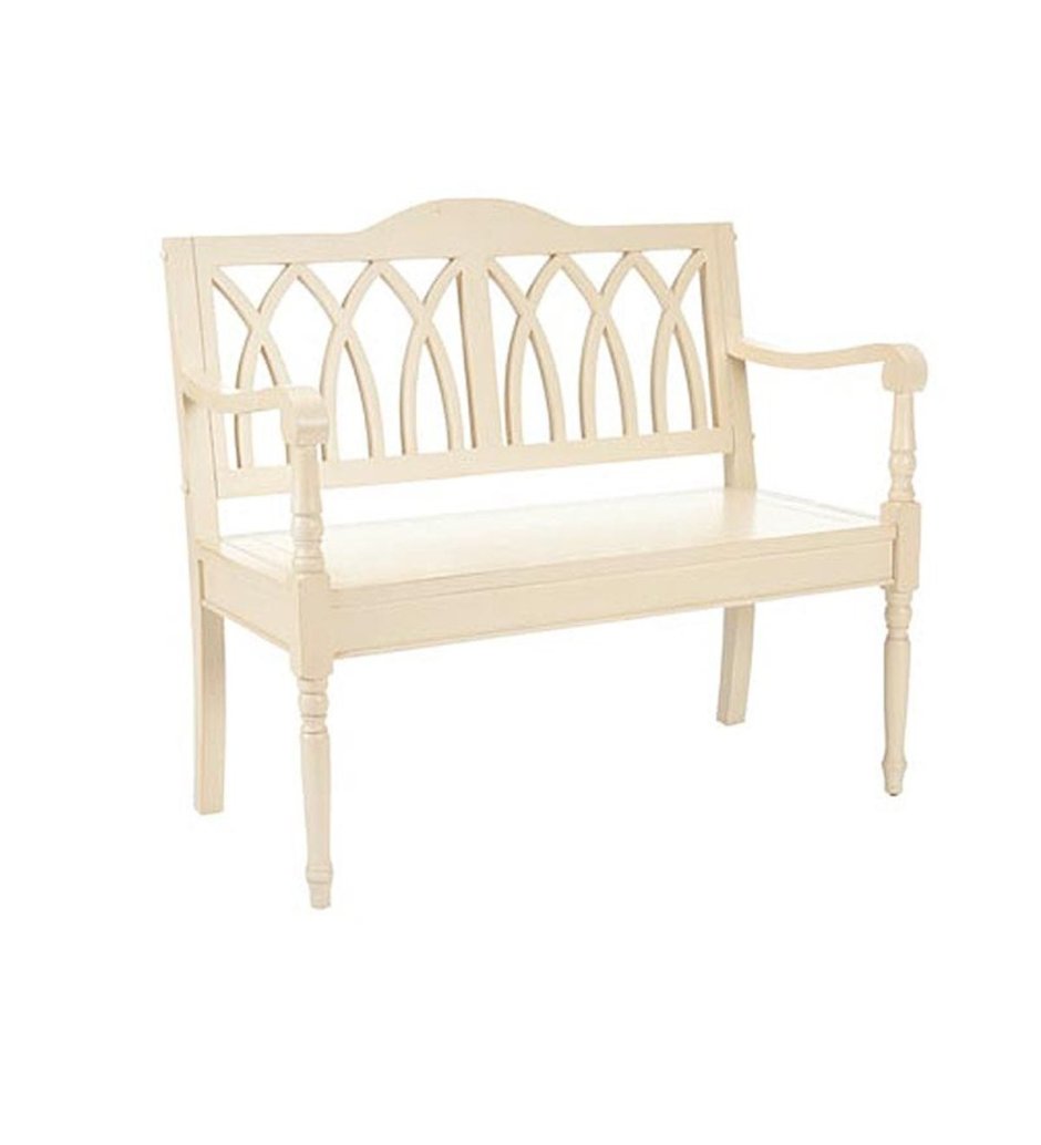 Скамья в прихожую со спинкой белая