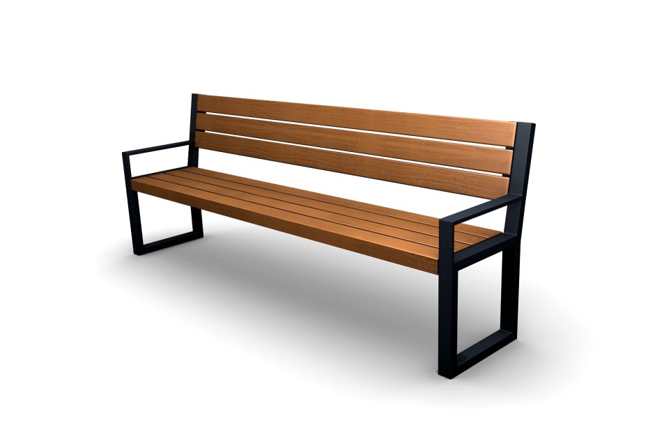 Скамья Тип 5 со спинкой с металлическими подлокотниками