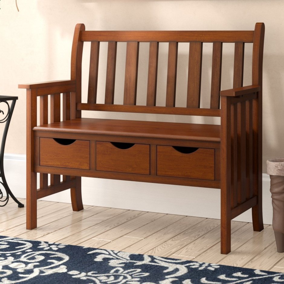 Скамья в прихожую со спинкой стиль Кантри