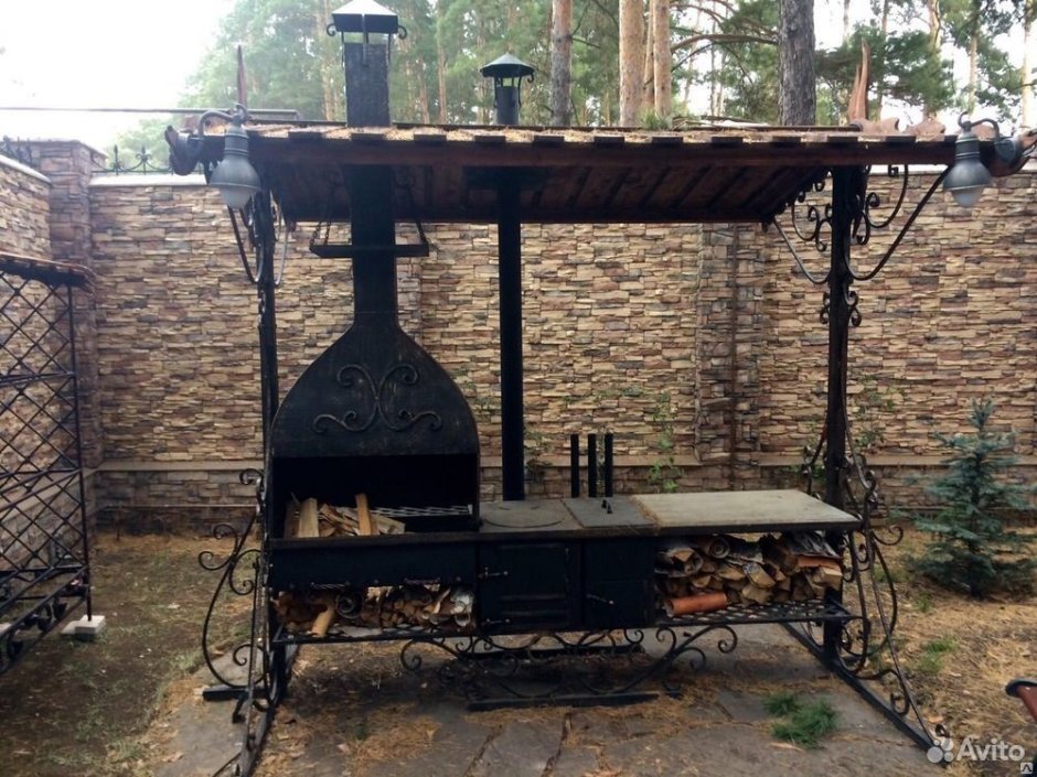 Мангальный комплекс лофт с навесом