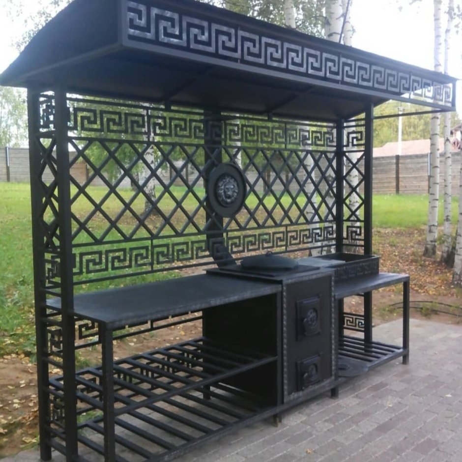 Мангал с крышей "пикник" 1700х1250х2300 мм