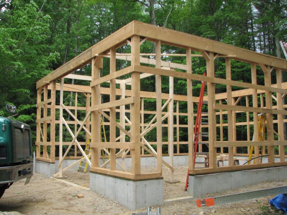 Каркасный деревянный гараж