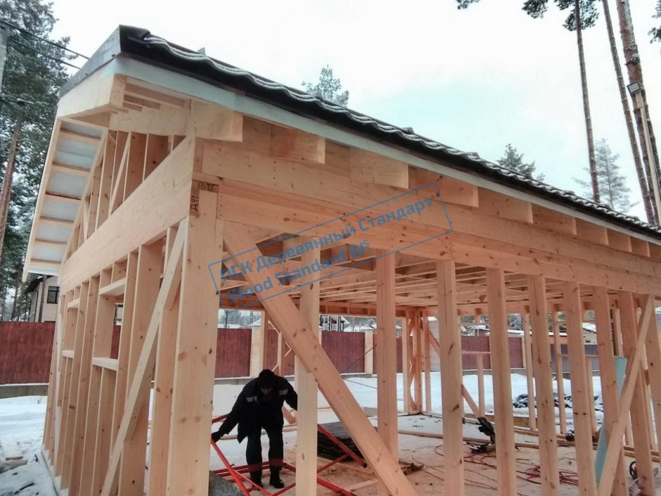 Каркас гаража из бруса 100х100