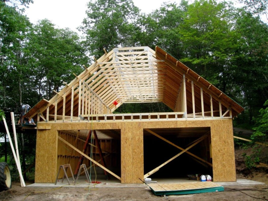 Каркасный гараж из бруса