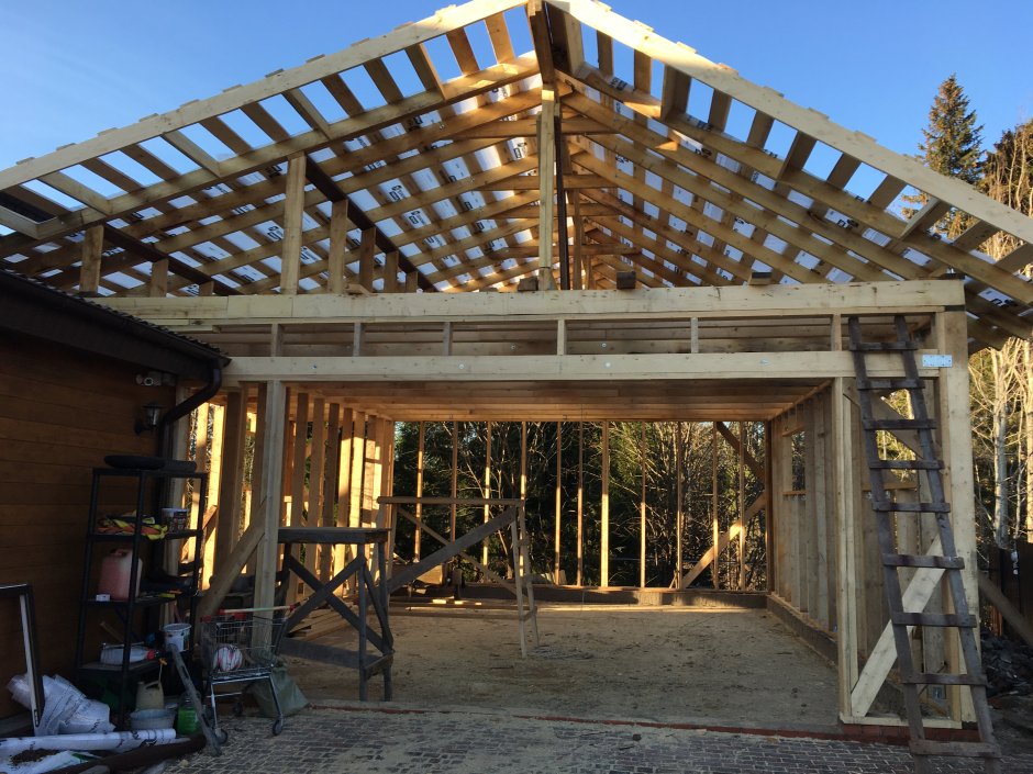 Гараж из бруса 150х150 6 на 6