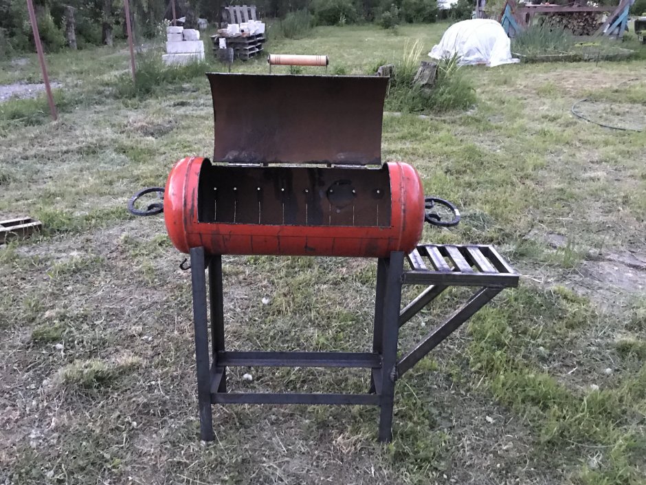 Мангал из огнетушителя ОП-50 С коптильней