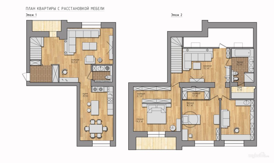Проект квартиры с расстановкой мебели