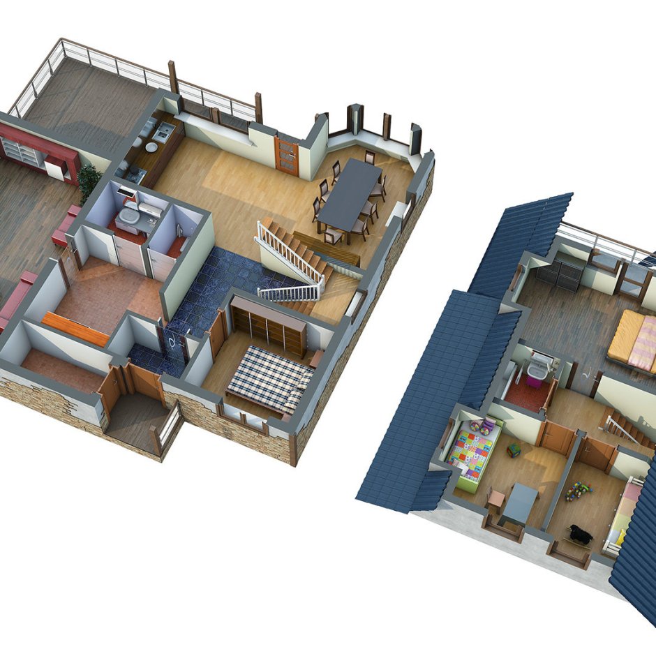 3d планировка коттеджа