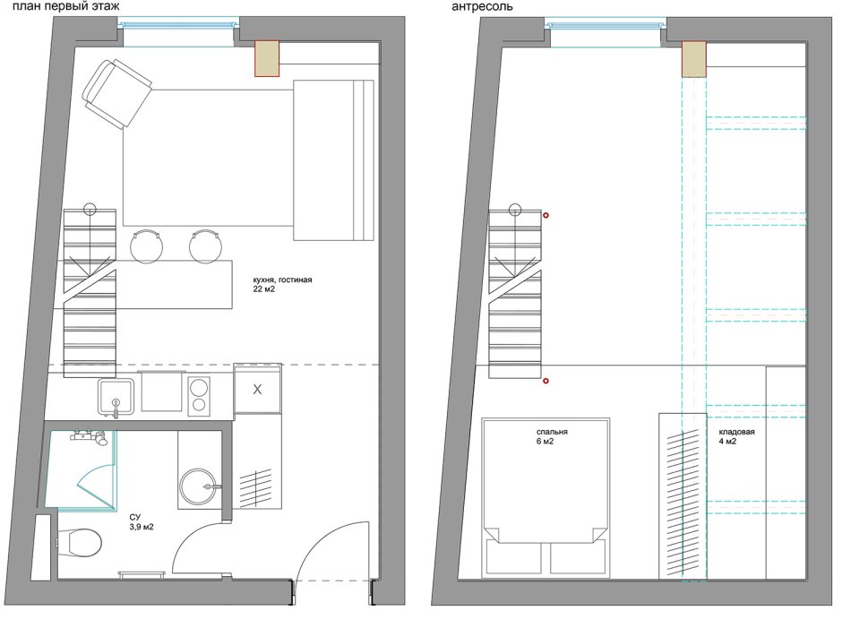 Чертеж двухэтажной квартиры