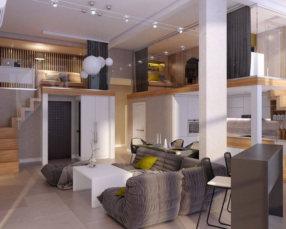 Двухуровневый лофт 60 кв м