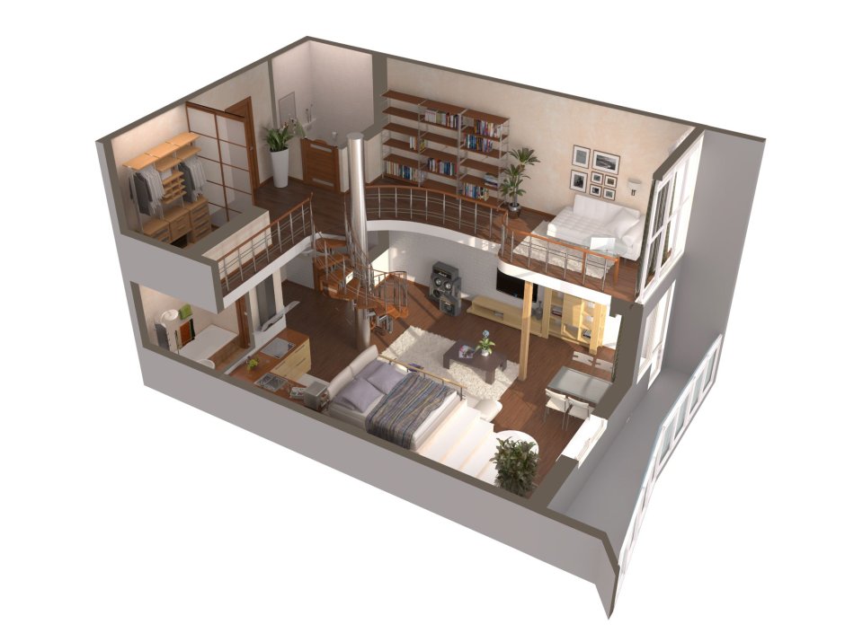 Двухуровневая квартира планировка