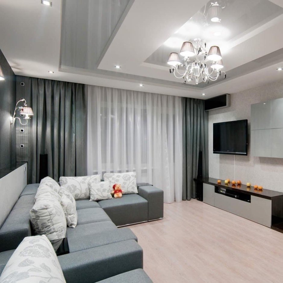 Гостиная в серых тонах