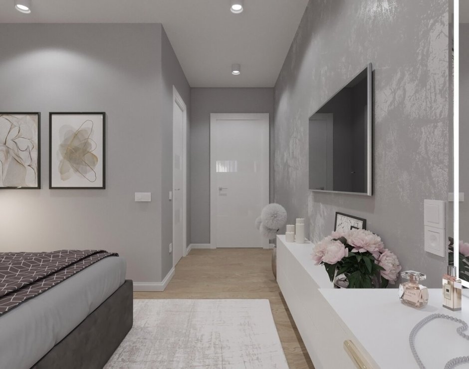 Интерьер однушки в серых тонах