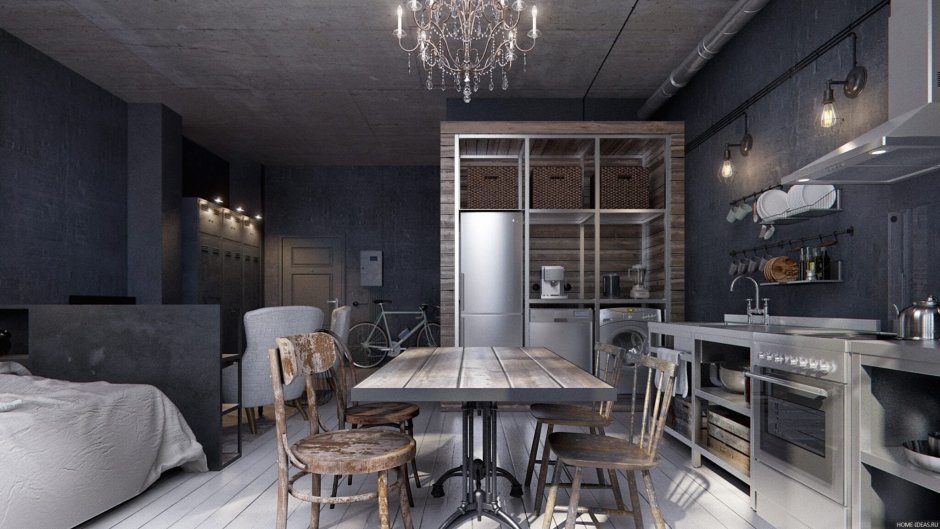 Студия 30м в стиле лофт