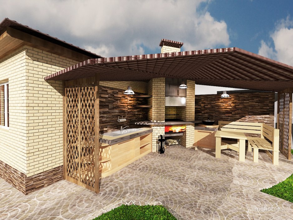 Зимняя веранда с барбекю