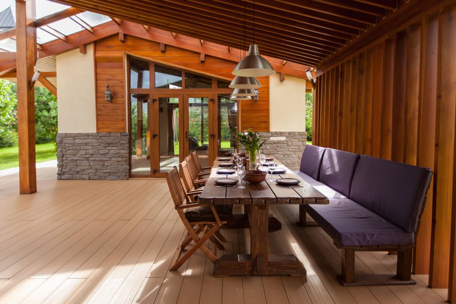 Баня с террасой под одной крышей 6х4м