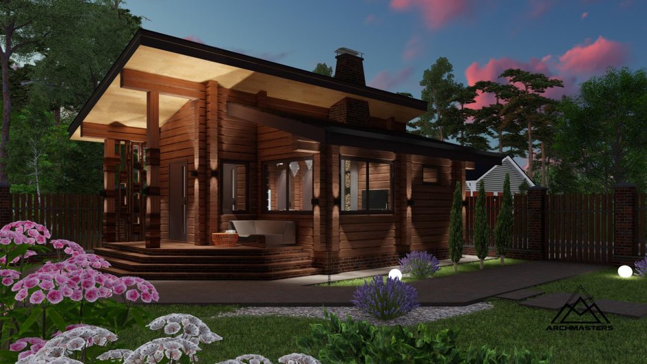 Баня с верандой под одной крышей 6на5