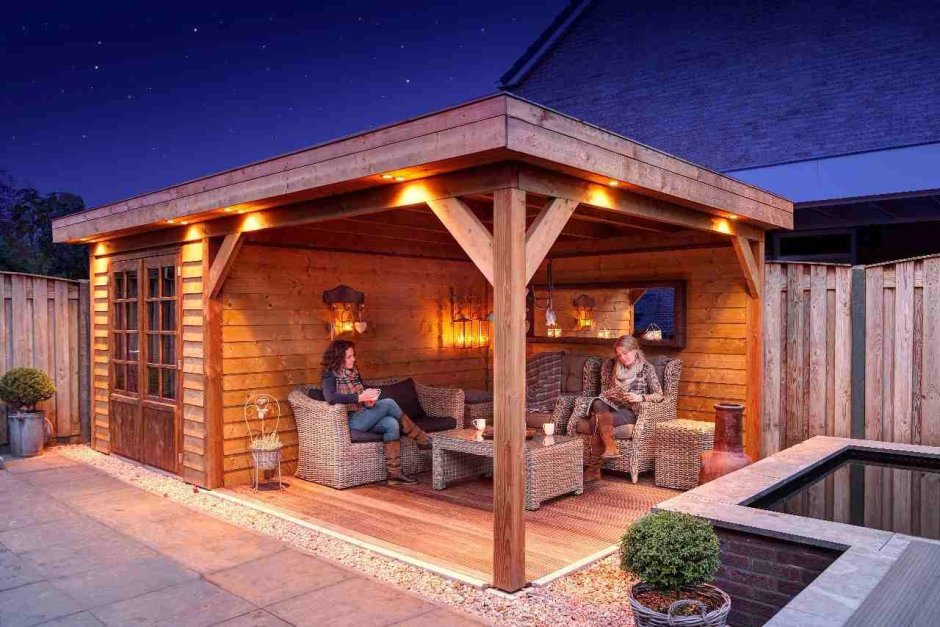 Беседка из дерева односкатная «Грин Вуд»