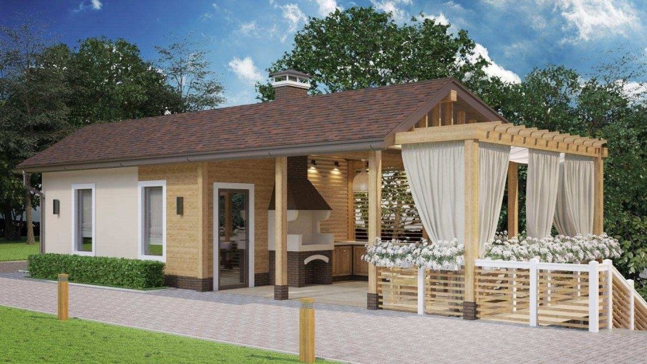 Терраса из бревна