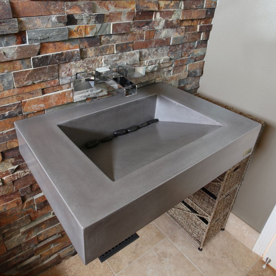 Раковина Ваби Саби микроцемент щелевой слив