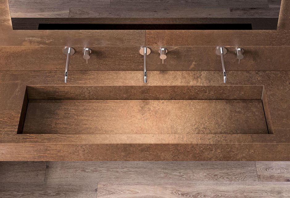 Столешница с интегрированной раковиной из бетона