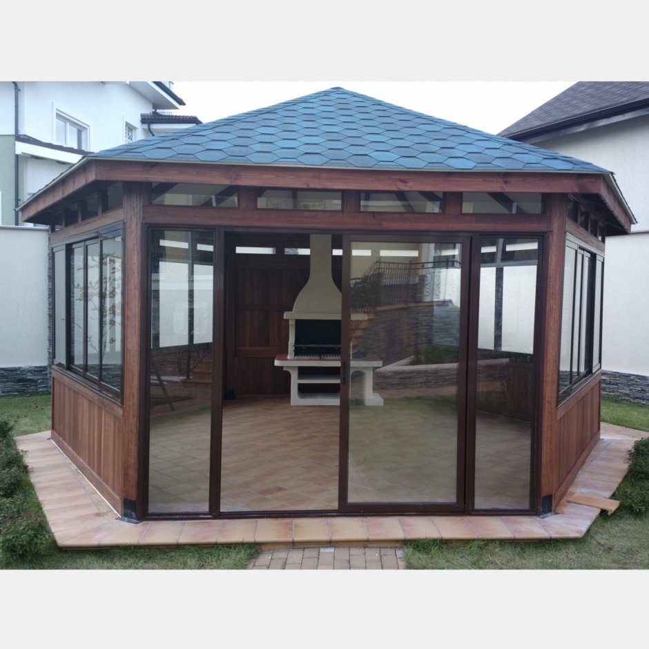 Алютех 100 раздвижка беседка