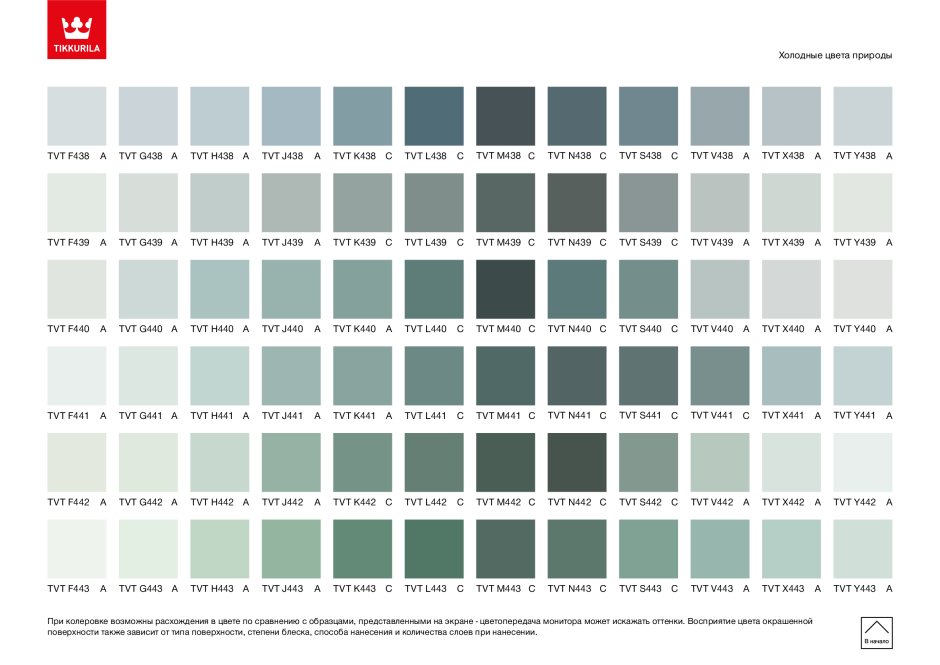 Тиккурила зеленая палитра g375
