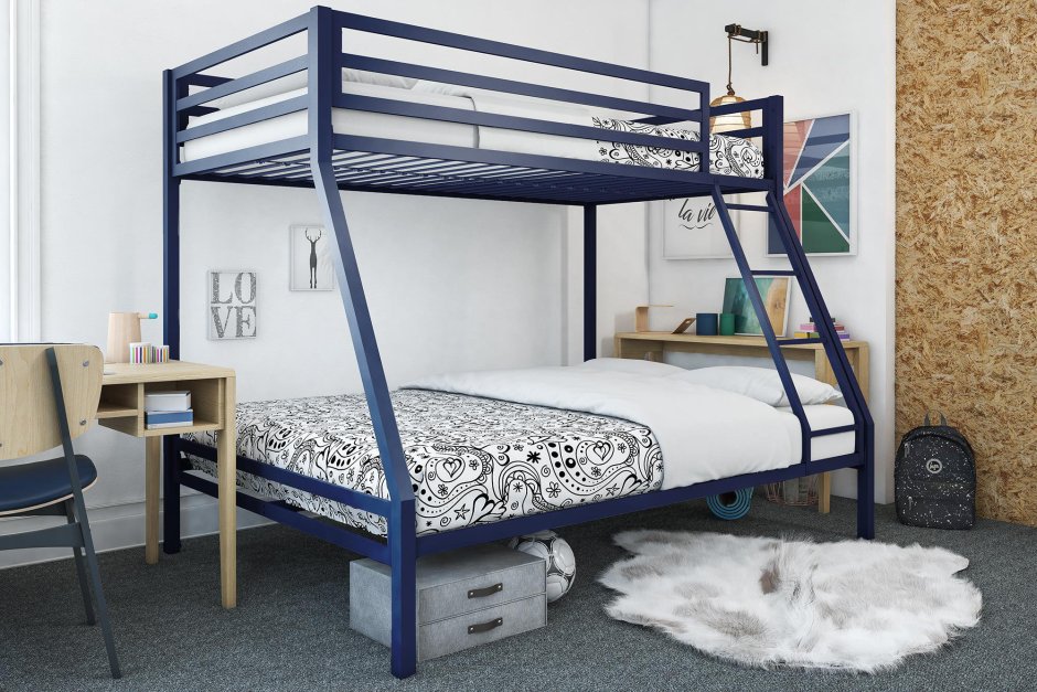 Двухъярусная кровать Gunmetal Full/Full Bunk Bed