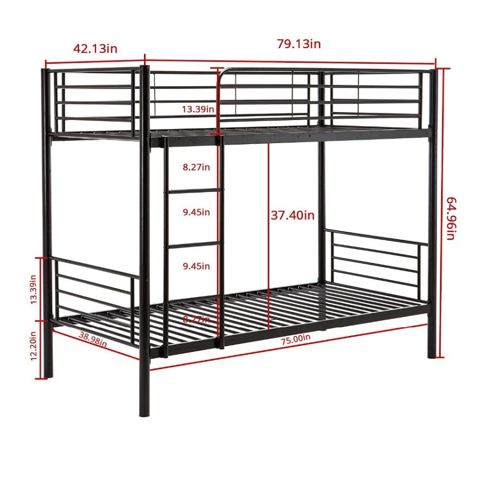 Двухъярусная кровать из профтрубы чертёж