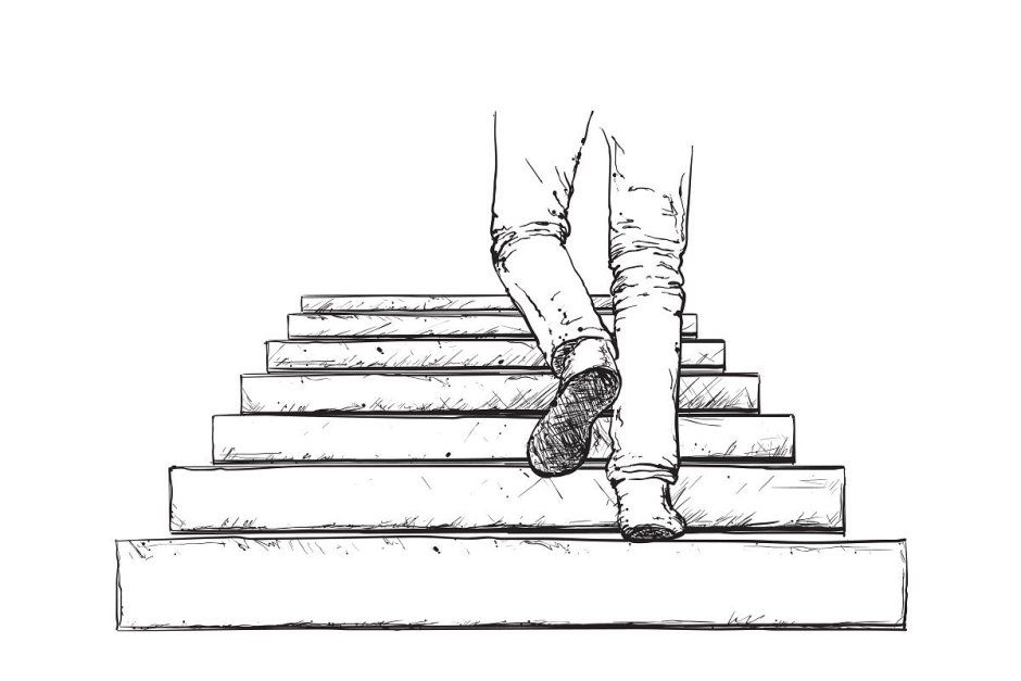 Человек поднимается по лестнице референс