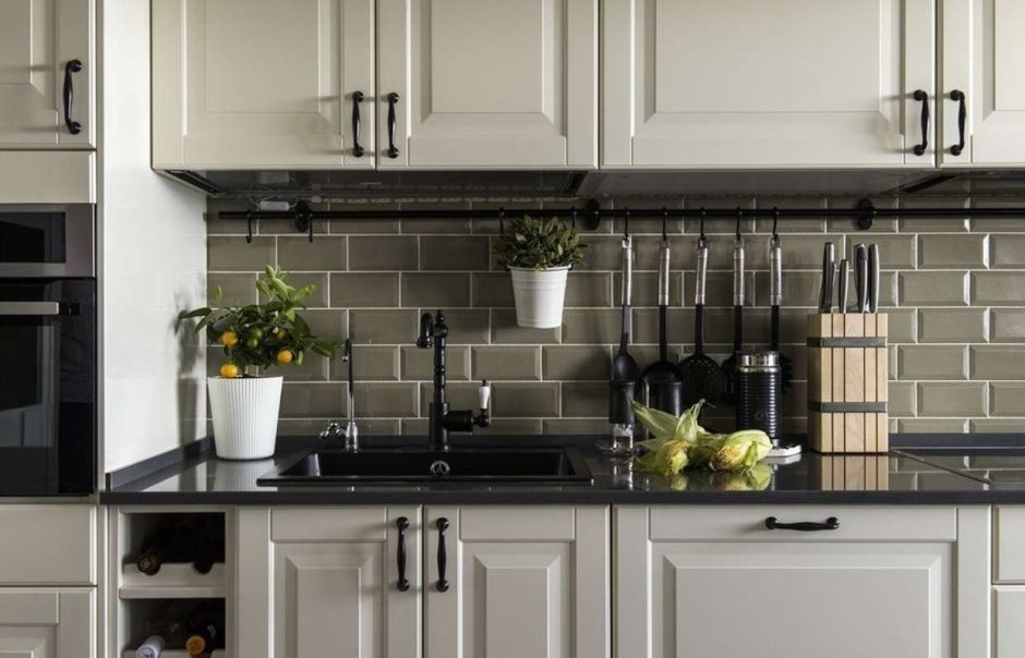 Черно белая кухня икеа