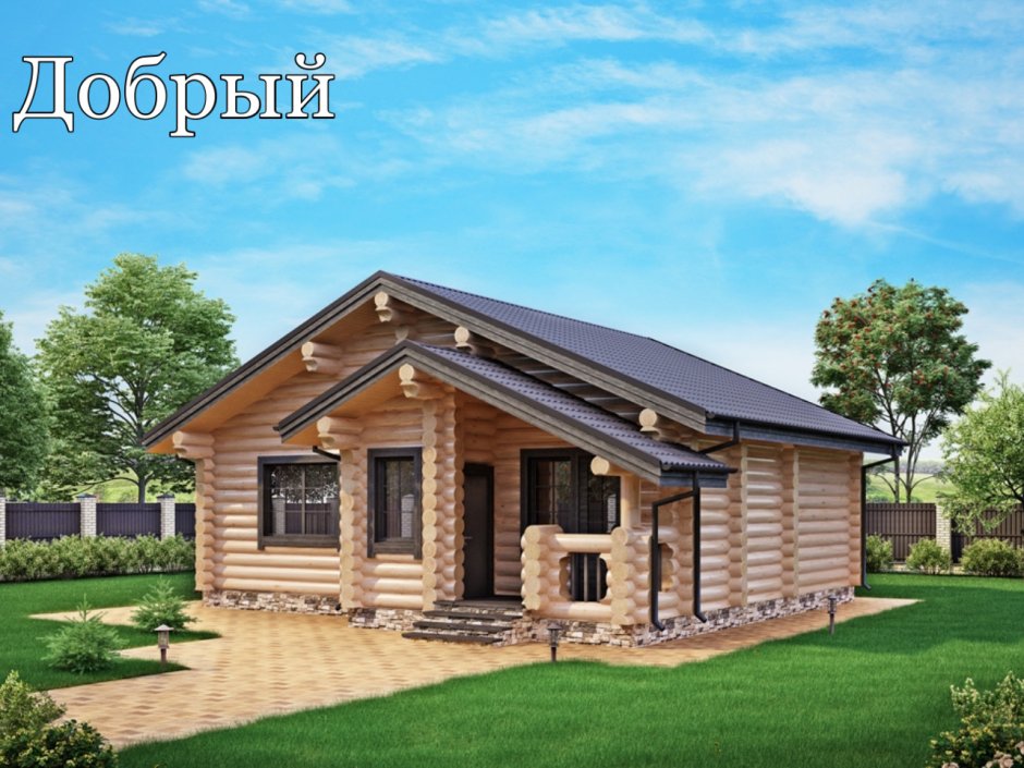 Дом из оцилиндрованного бревна 80 кв.м